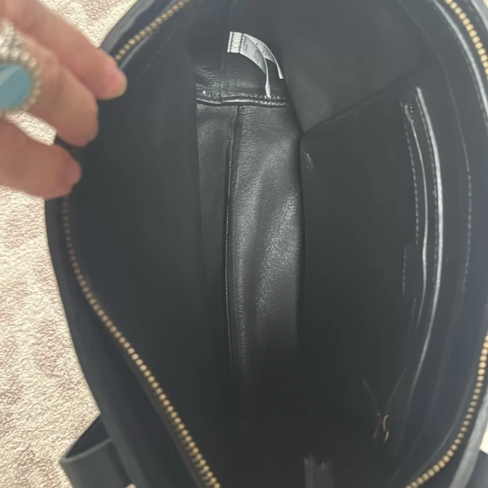 New Madewell Zip-Top Medium Transport Leather Tote Black